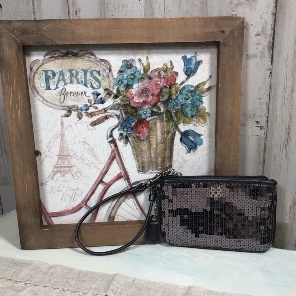 Coach Pewter Metallic Sequin Wristlet